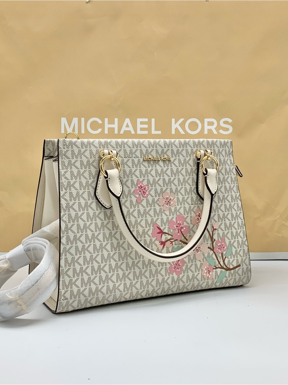 Michael Kors Marilyn Medium Embellished Signature Logo Satchel - Picture 9 of 14